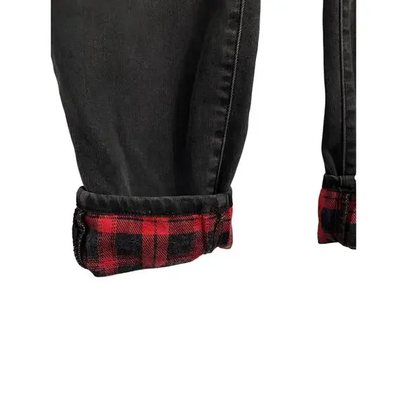 Judy Blue Womens 16W Black Plaid Patch Skinny Fit Biker Rocker Edgy Grunge Jeans - Picture 3 of 13